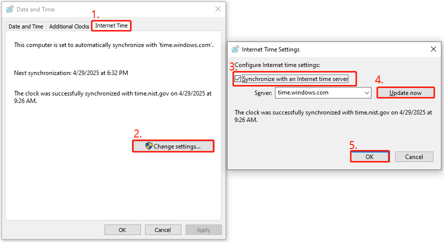 check and update Time and Date