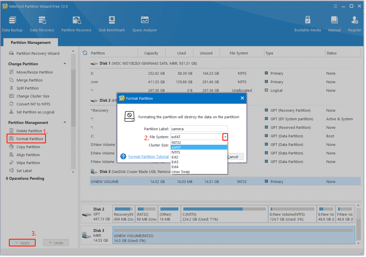 format a USB using Partition Magic