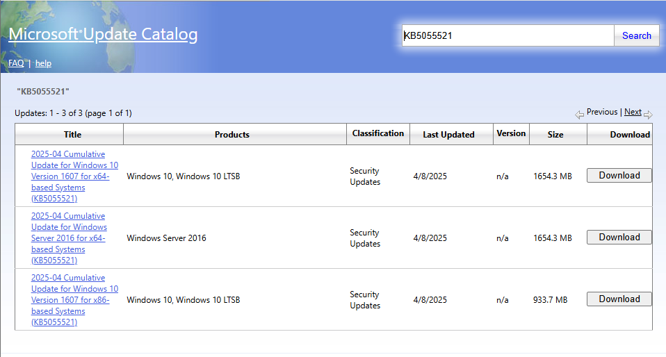 download KB5055521 from Microsoft Catalog