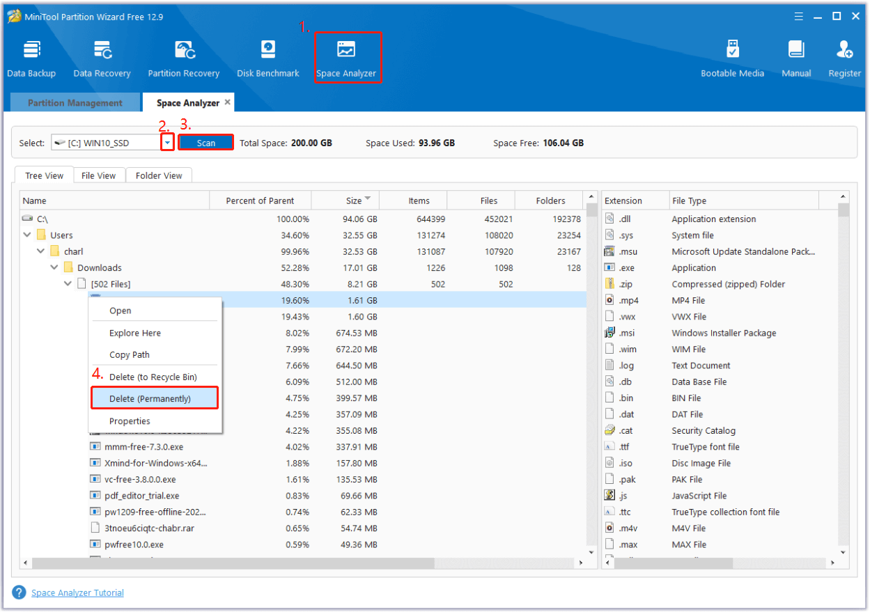 use MiniTool Partition Wizard to remove unwanted files