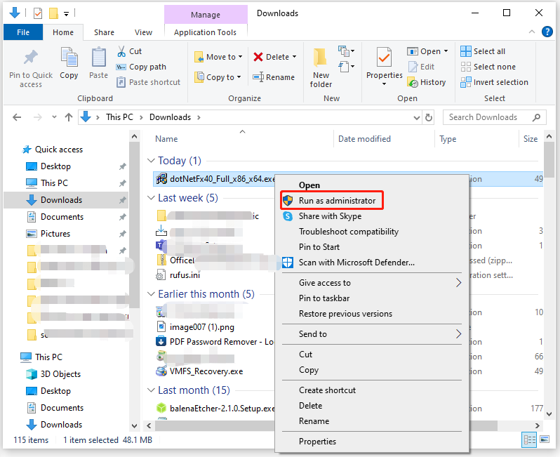 run the installer file as administrator