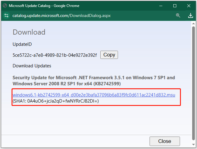 click the link to download Windows 7 SP1