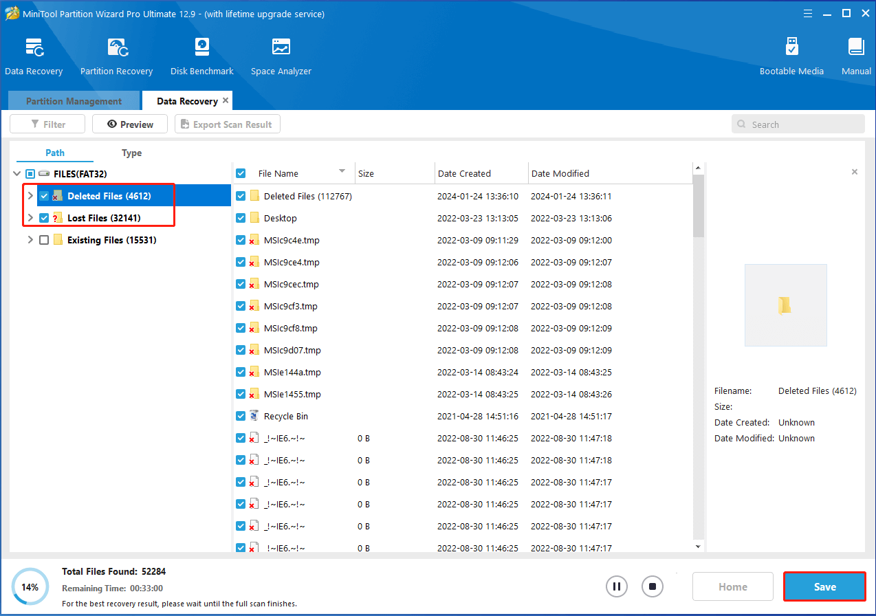 save the needed data and click Save in Partition Magic