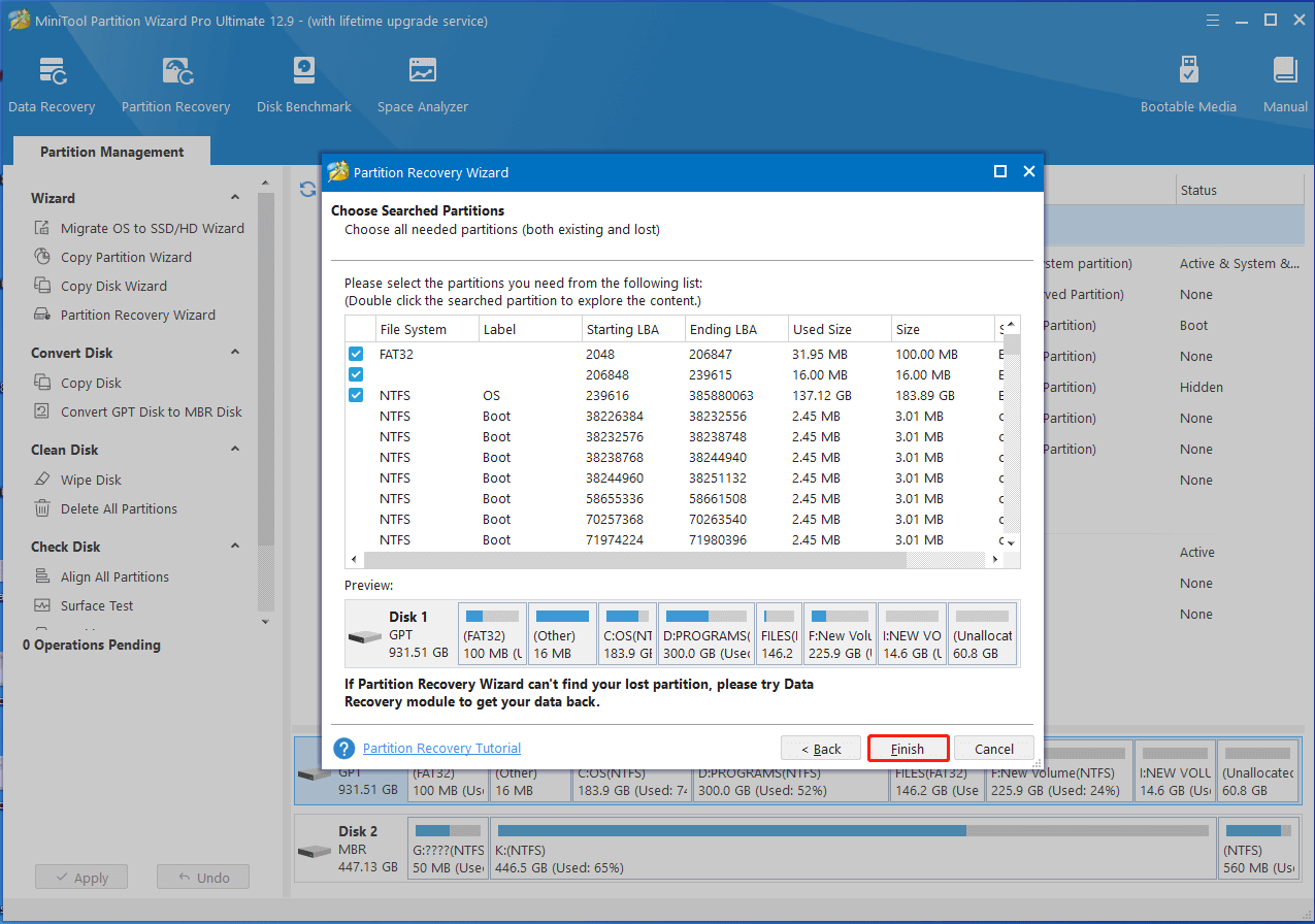 Partition Magic lets choose the needed partition and click Finish