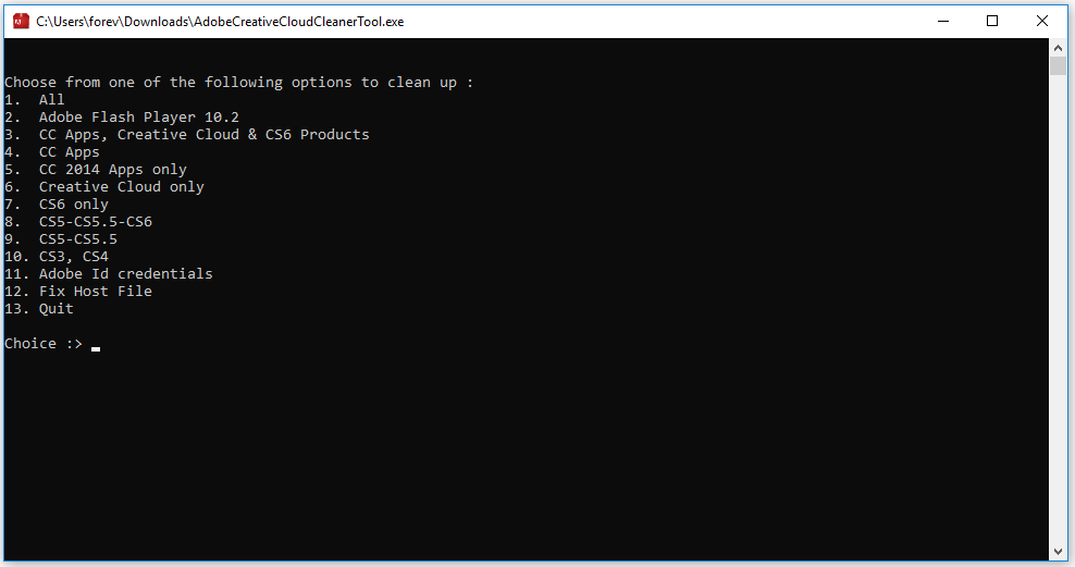 type 1 to remove all Adobe components