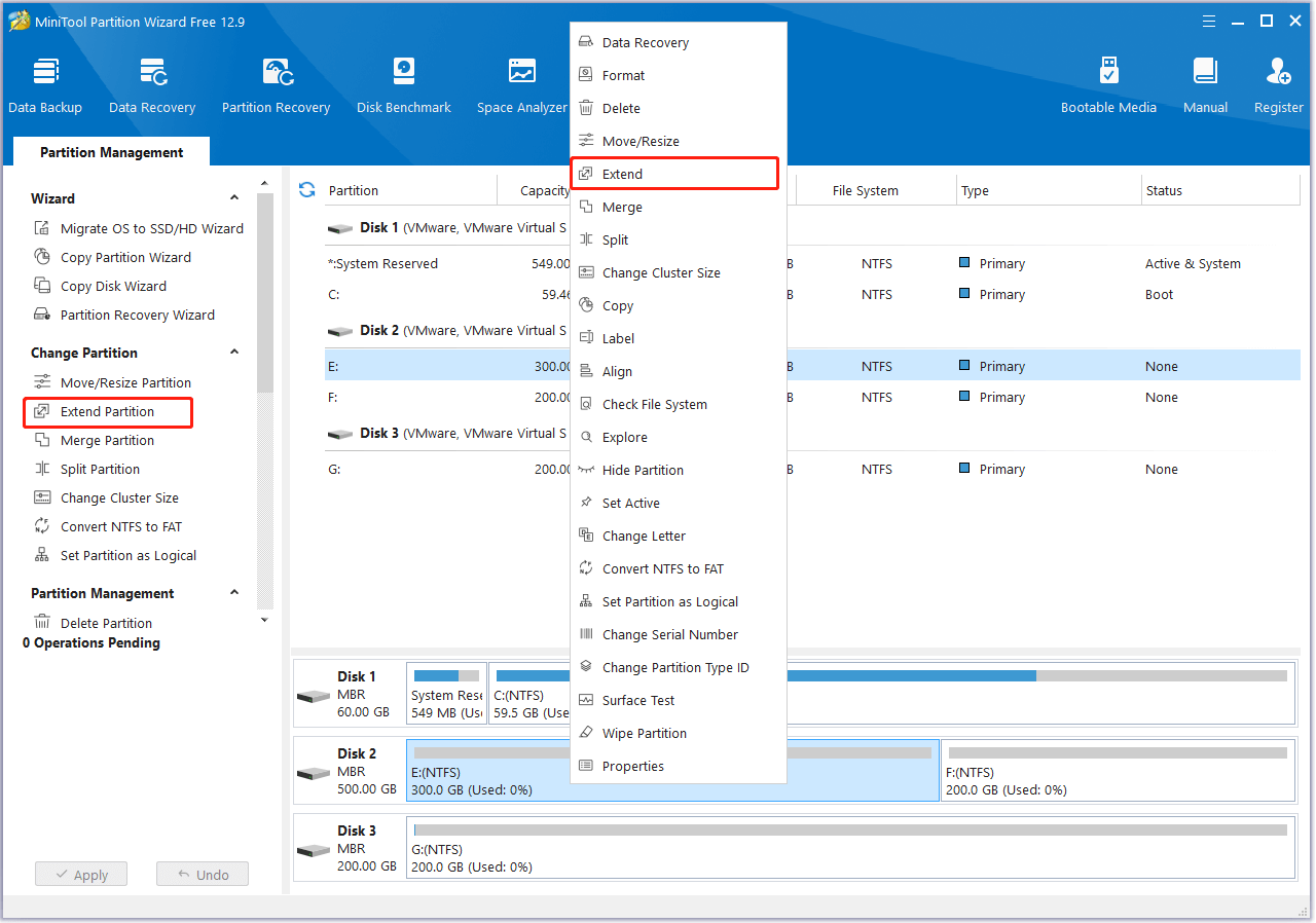 select Extend Partition