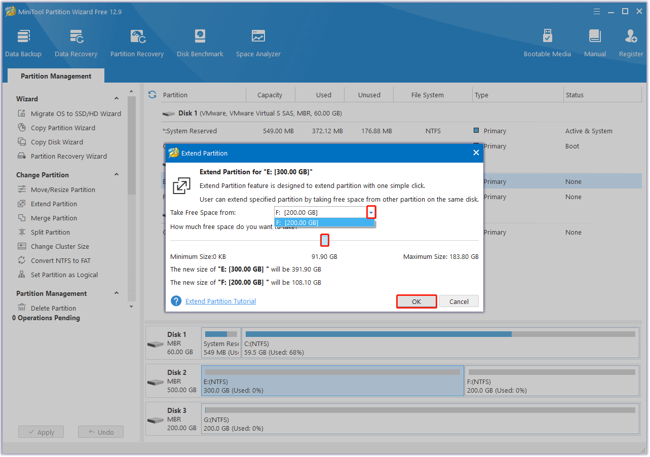 use Extend Partition to get more space