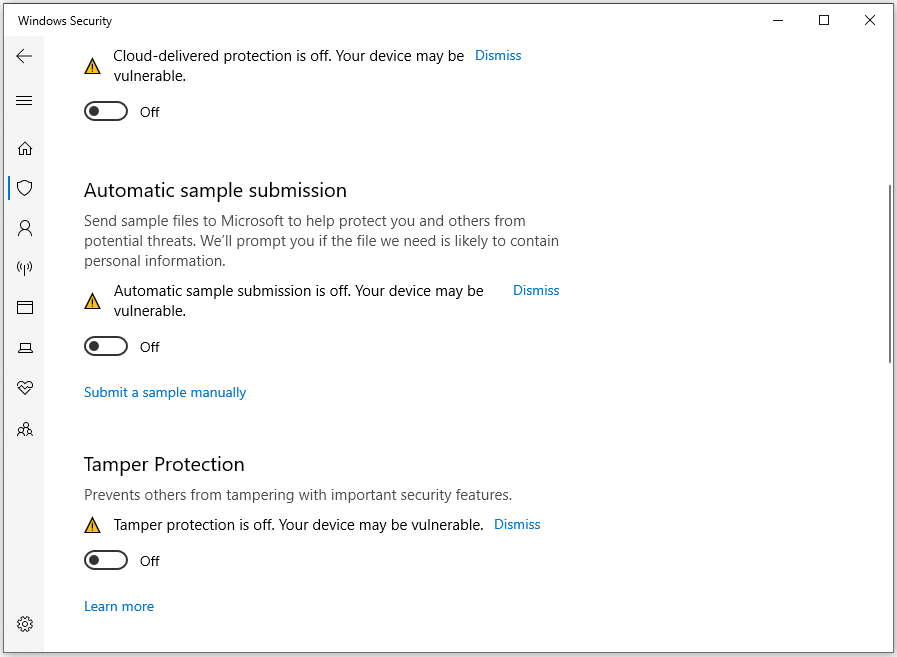 disable Windows Security