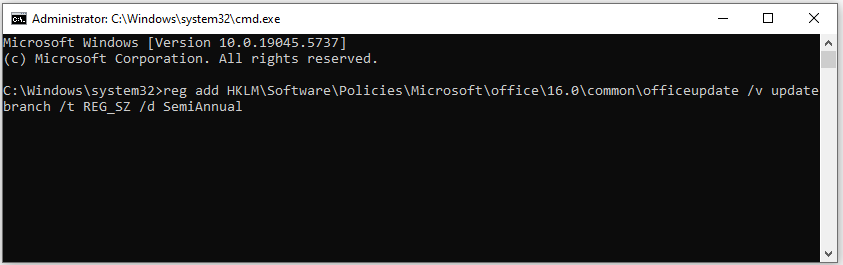 type and run the command