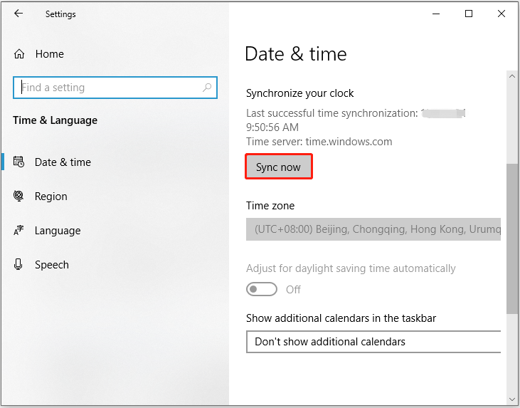 Sync date and time