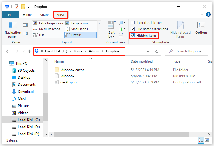clear Dropbox cache