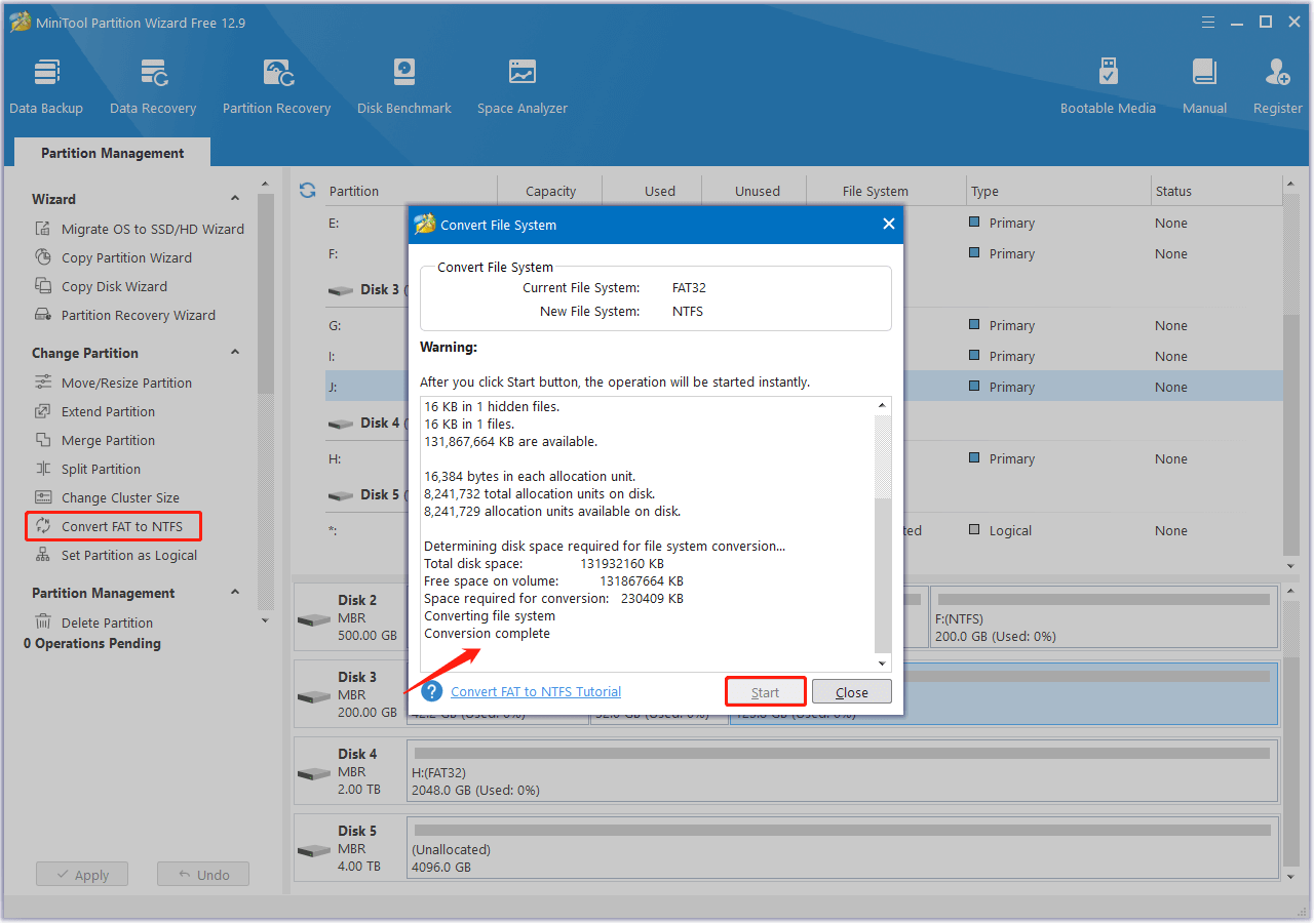 use the Convert FAT to NTFS feature