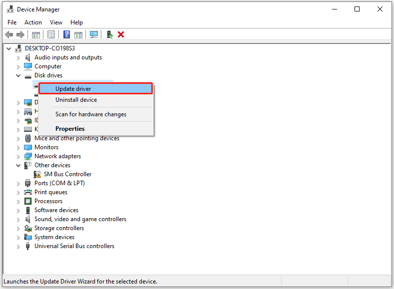 select Update driver