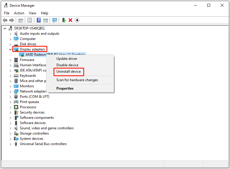 uninstall the graphics driver
