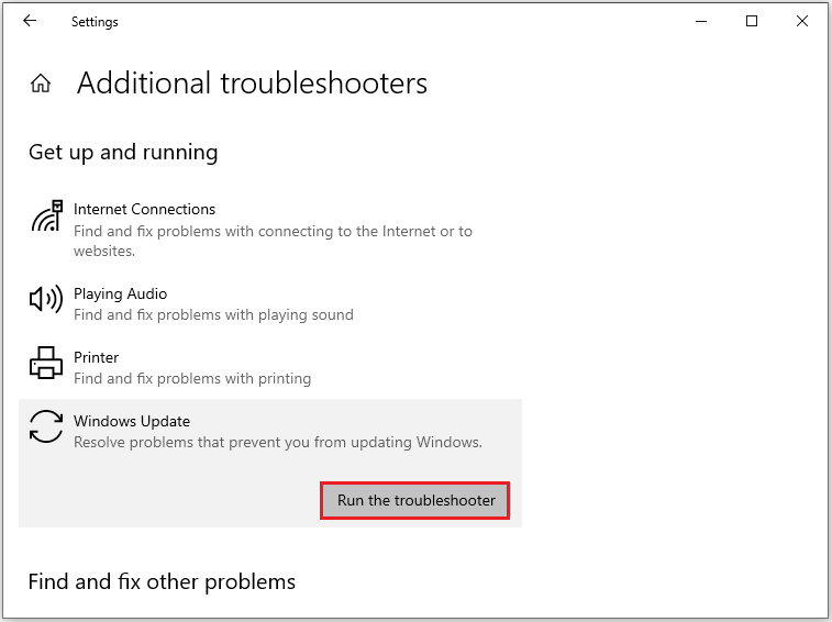click on Run the troubleshooter