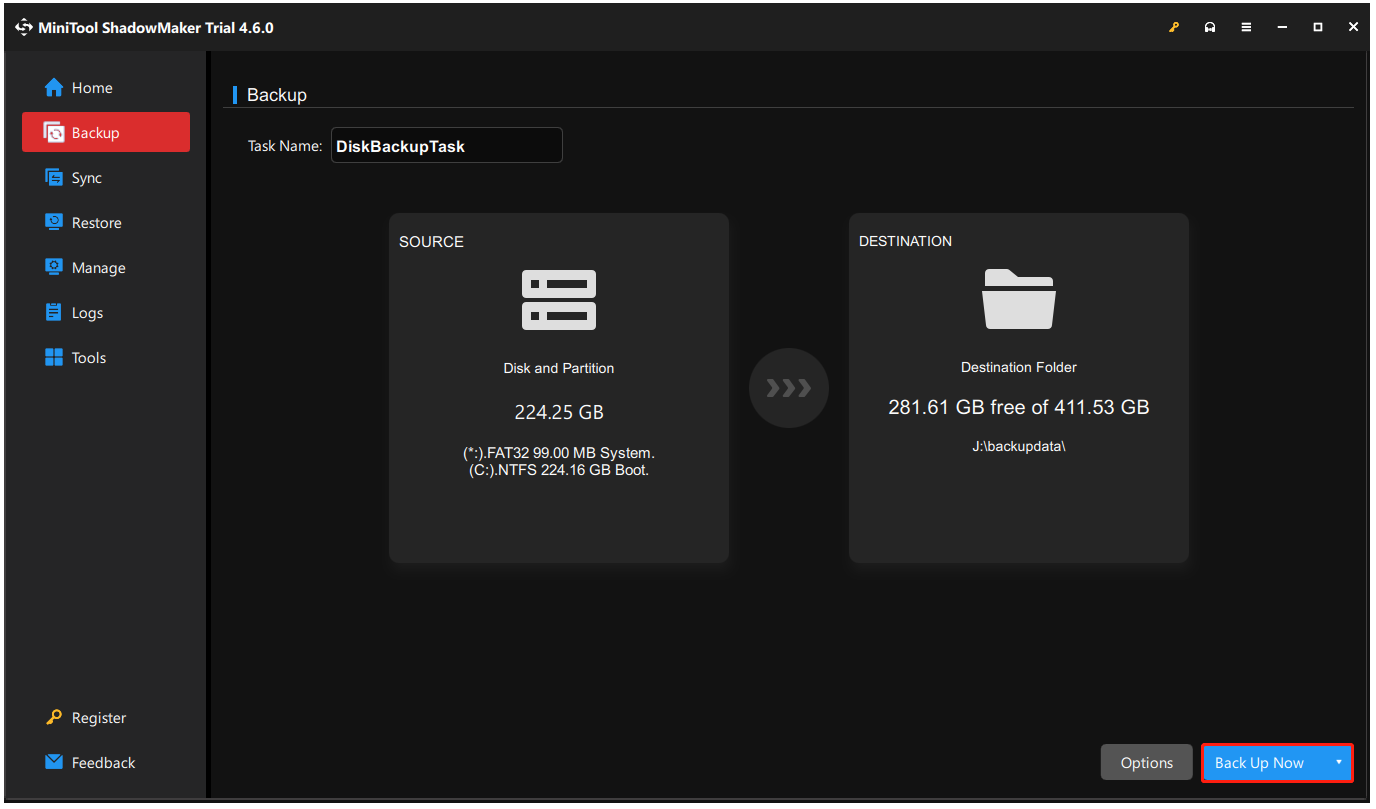 backup computer using MiniTool ShadowMaker