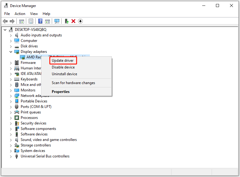 update the graphics driver