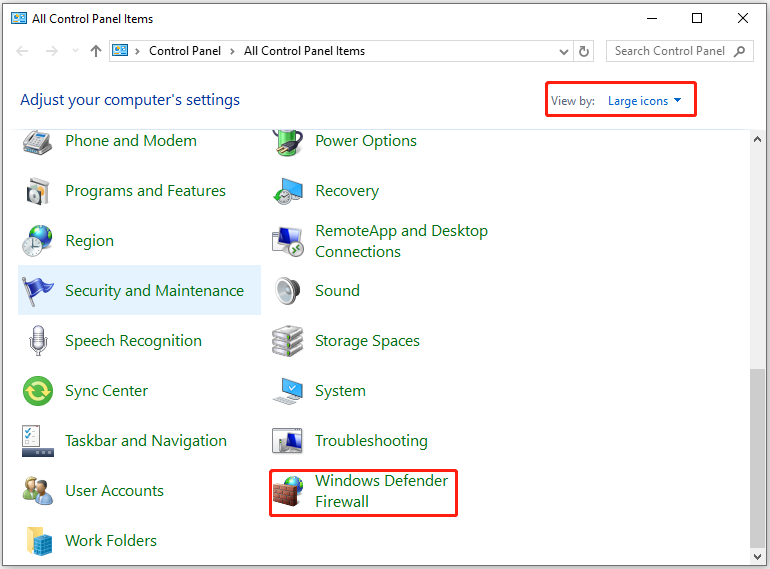 navigate to Windows Defender Firewall