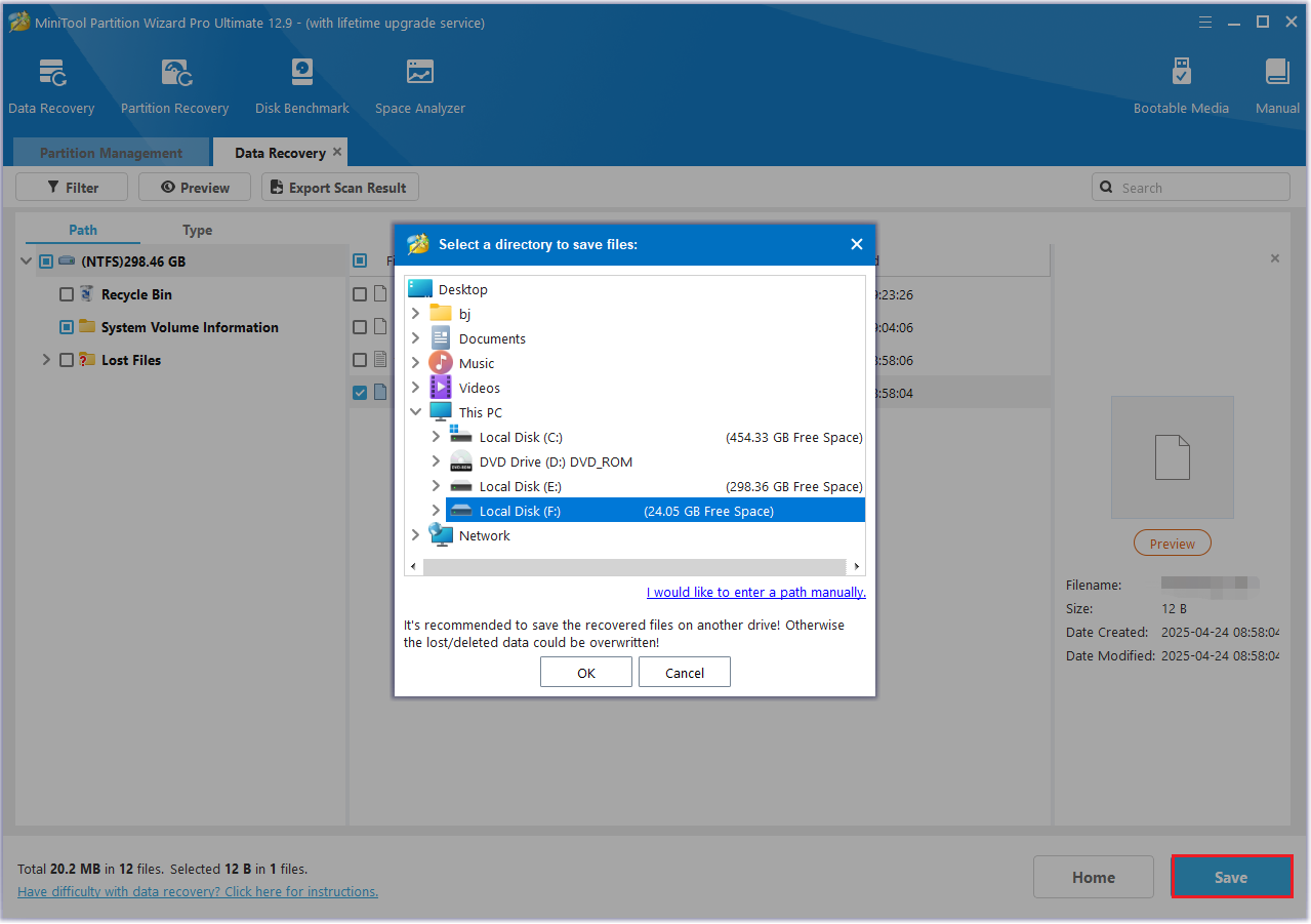 click Save in MiniTool Partition Wizard