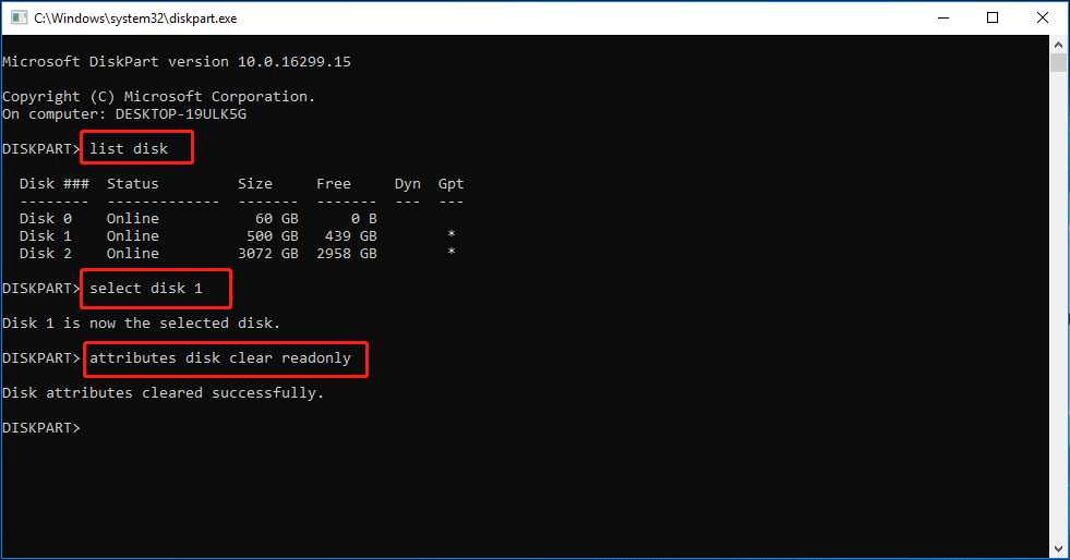 remove write protection using Diskpart