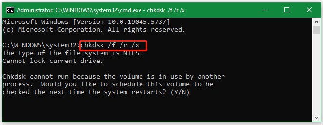 check disk errors using CHKDSK