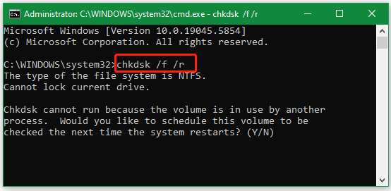 run CHKDSK in CMD
