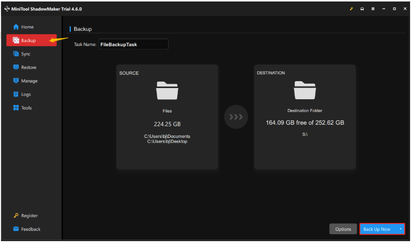 backup data using MiniTool ShadowMaker