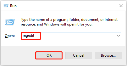 open the Registry Editor from the Run window