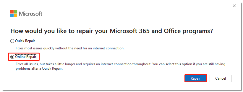 repair Microsoft Office