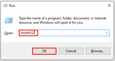 open System Information from Run window