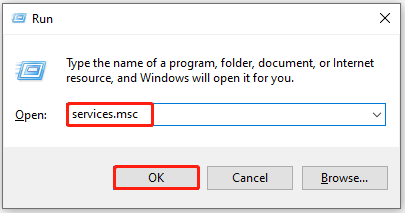 open Services from the Run window