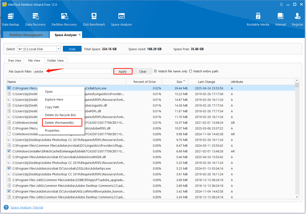 find and delete files using Partition Magic
