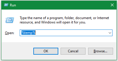open the Temp folder using the Run box