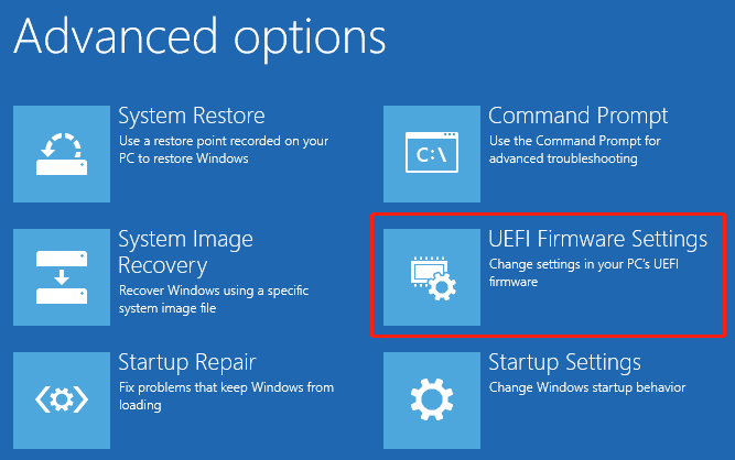 select UEFI Firmware Settings