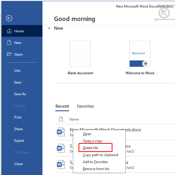 select Delete file