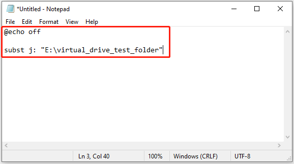 type the command in Notepad