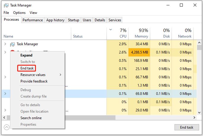 close background tasks
