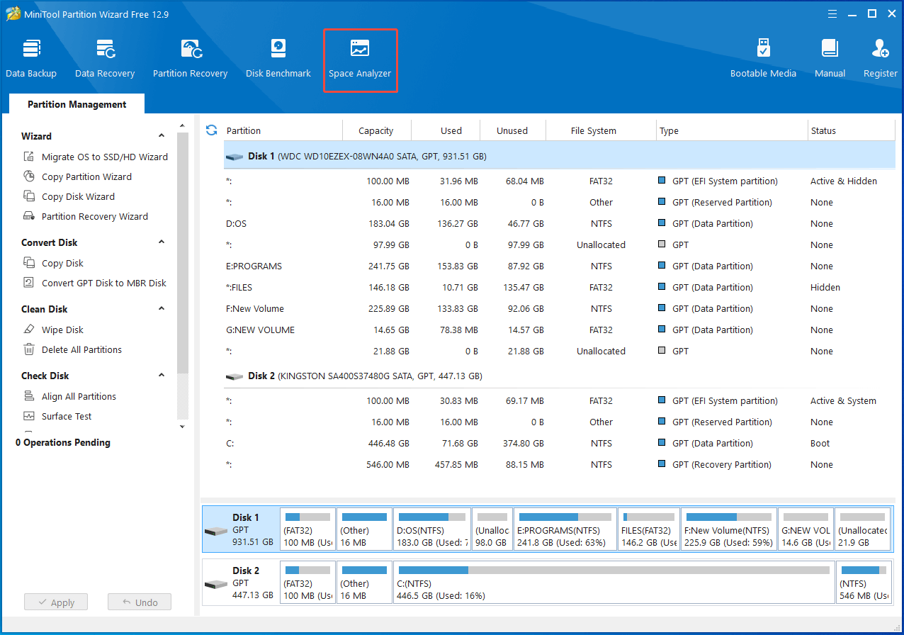 choose Space Analyzer in Partition Magic