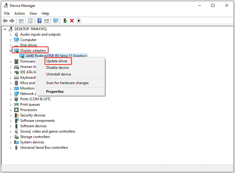 update the graphics driver
