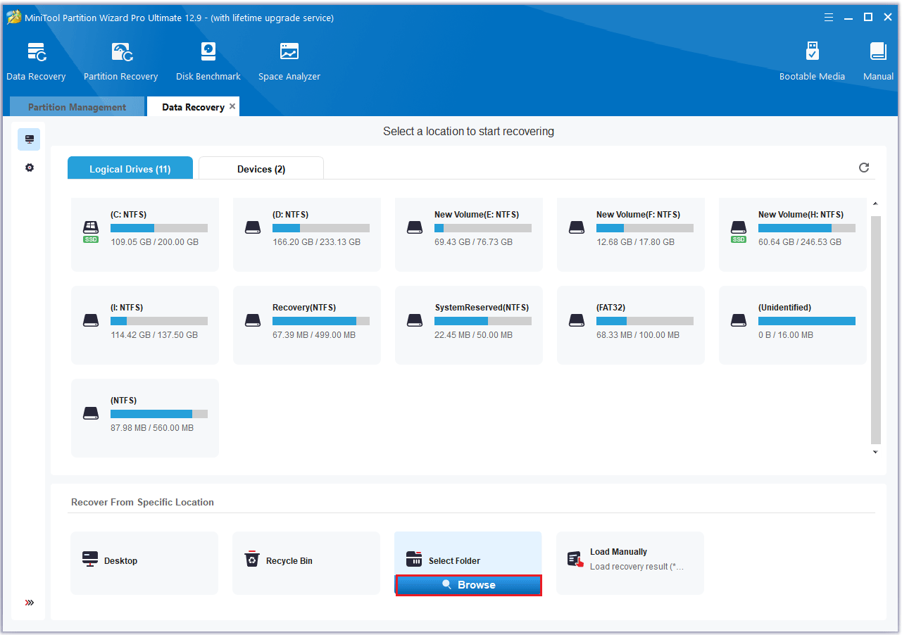 click Browse in MiniTool Partition Wizard