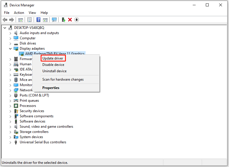 update the graphics driver