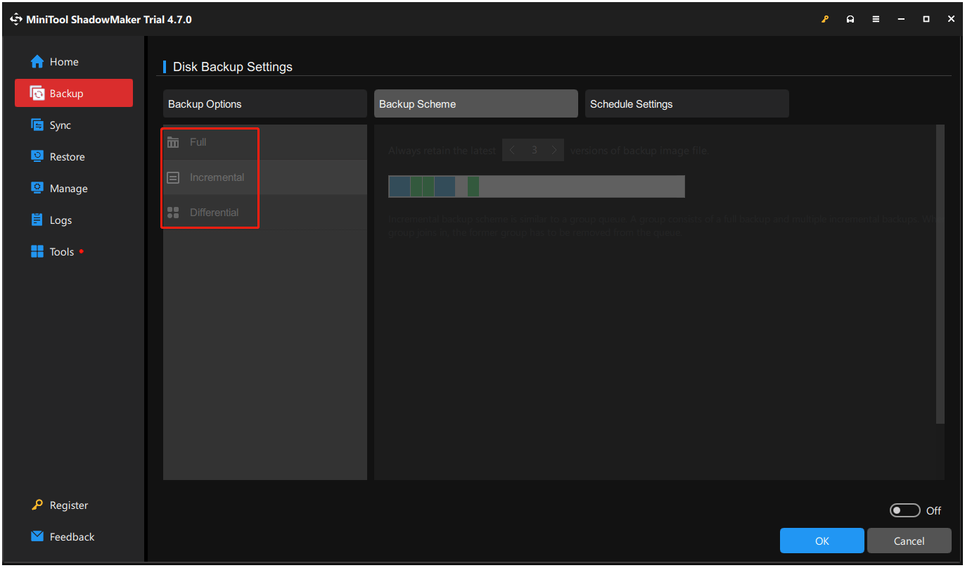 interface of MiniTool ShadomMaker