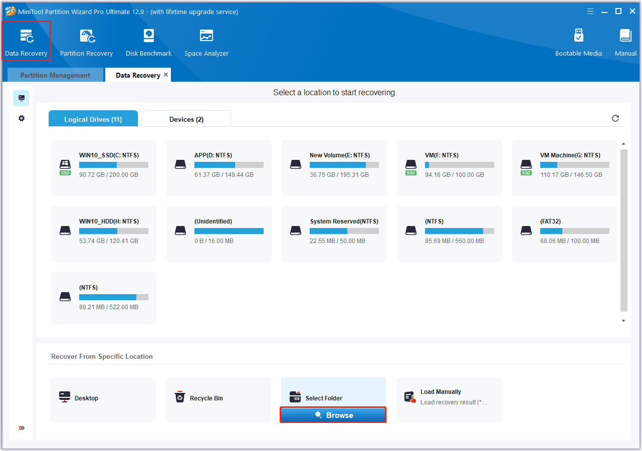 click Browse in MiniTool Partition Wizard