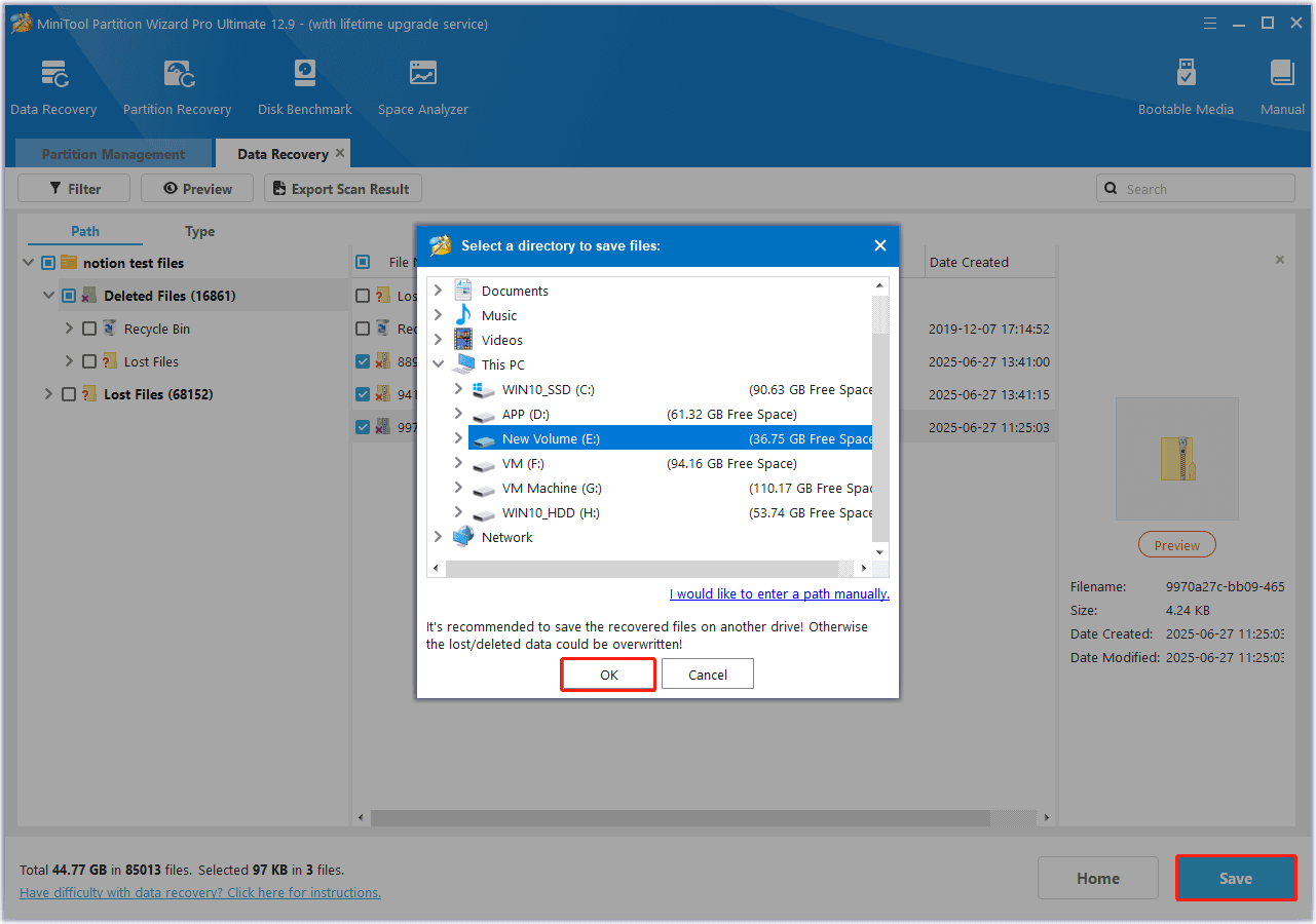 click Save in MiniTool Partition Wizard