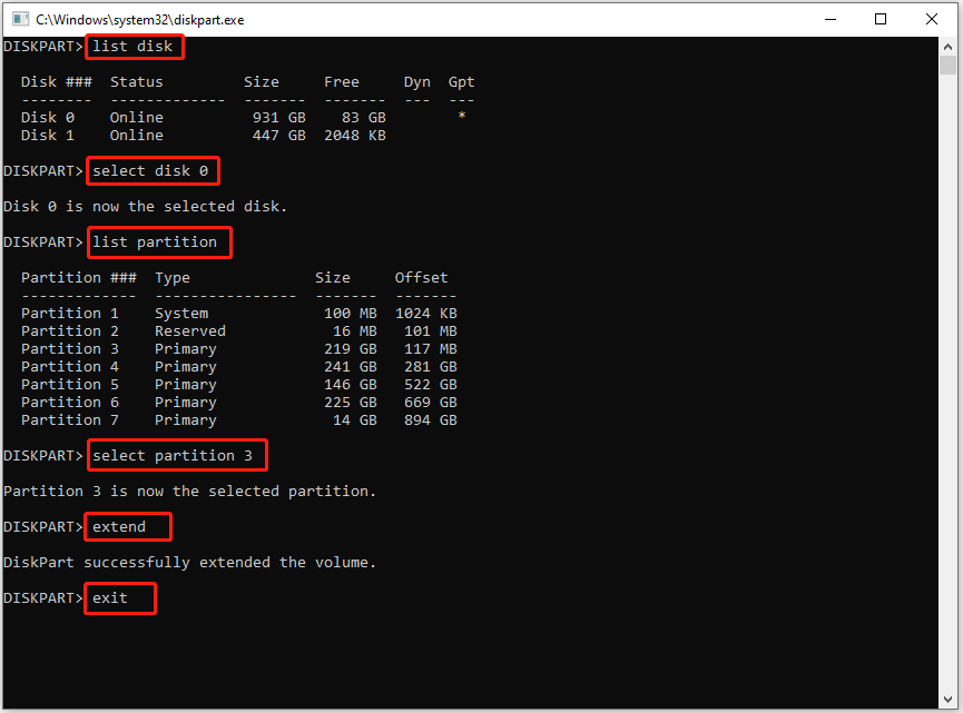 extend C drive via DiskPart