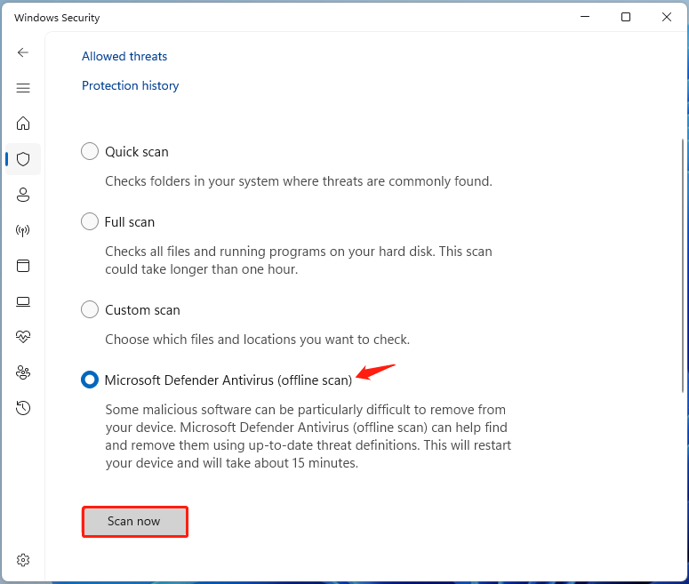 run an offline scan