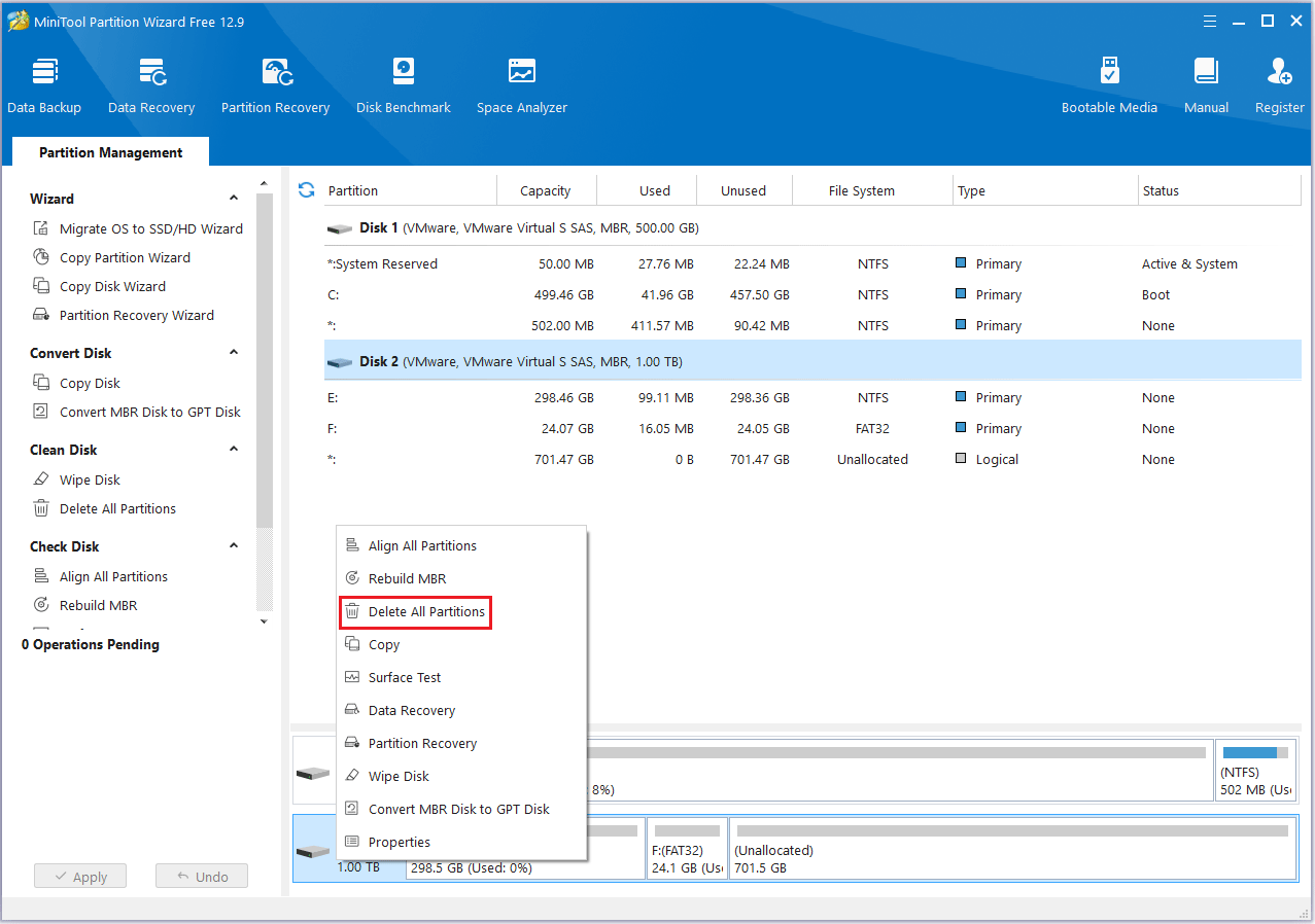 click Delete All Partitions