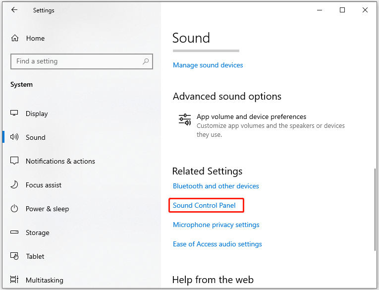 click Sound Control Panel