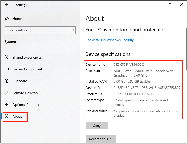 view device specifications