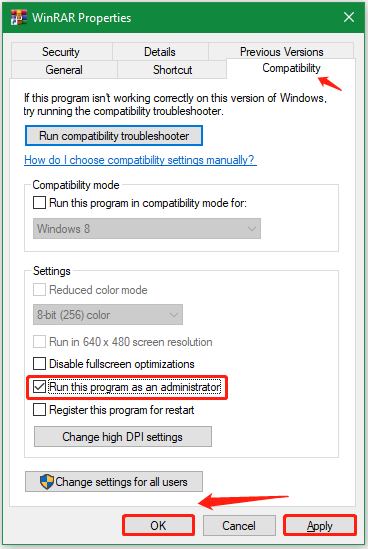 run WinRAR as admin